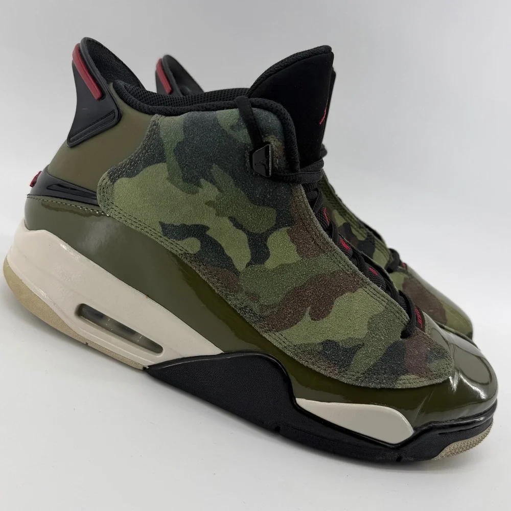 Jordan Dub Zero Mens 10 Green Olive Camo Patent Leather Sneakers 311046-200